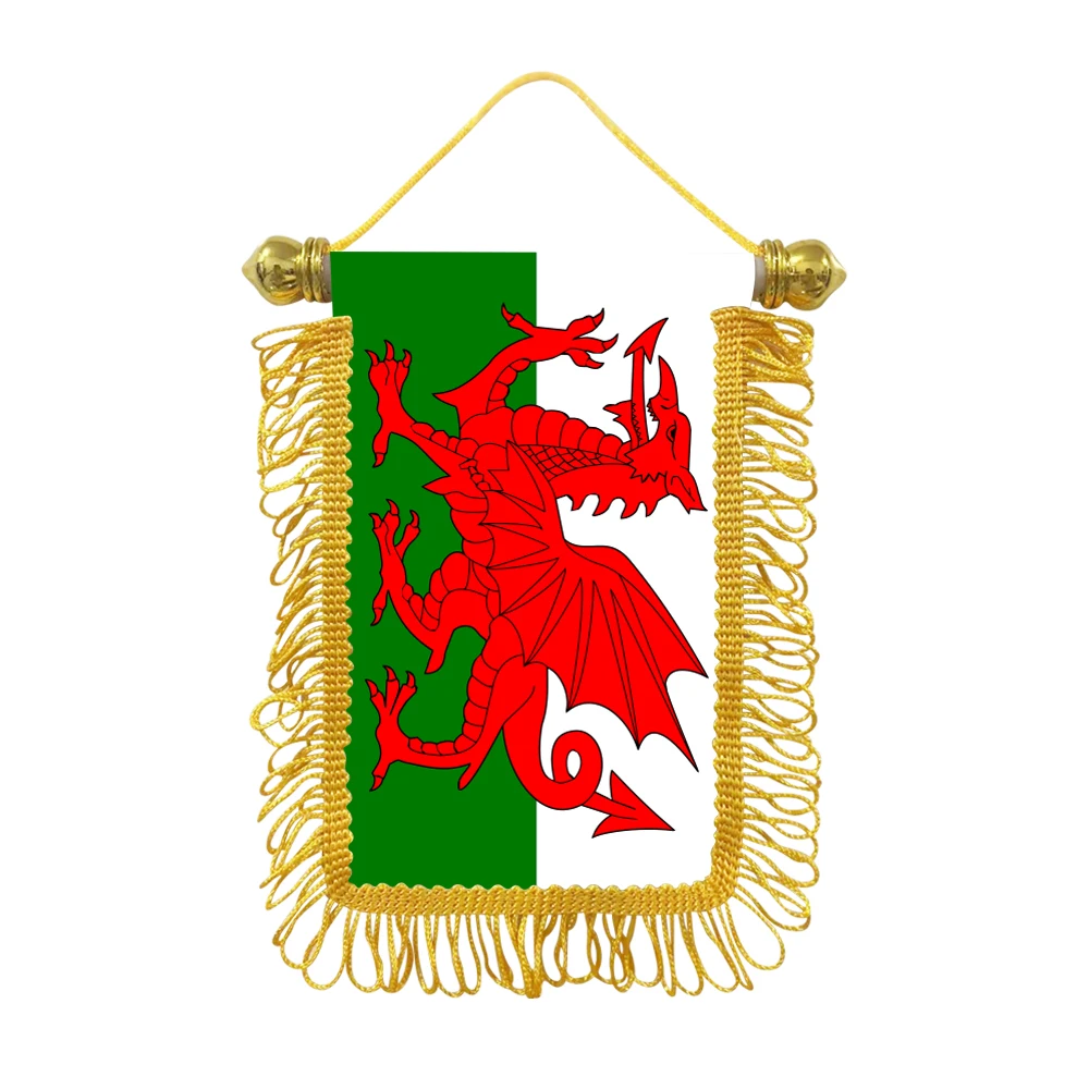 Wales small hangicng flag 10x15cm triangular flag car decoration hanging flag double-sided pattern with suction cup
