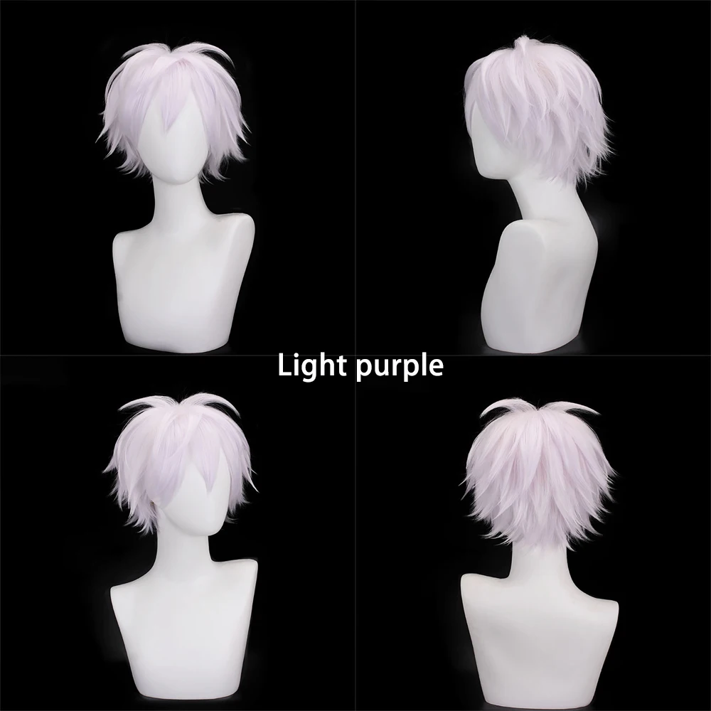 Anime Jujutsu Kaisen: Gojo Satoru Cosplay Capelli sintetici 10 pollici Unisegate Capelli corti Parrucca per prestazioni quotidiane di feste di Halloween