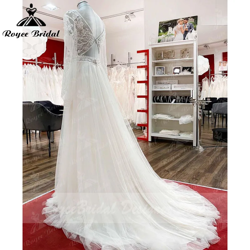 Princesa a linha praia vestido de casamento v pescoço renda apliques beading backless cintas espaguete vestido de noiva trowjurk robe de mariee