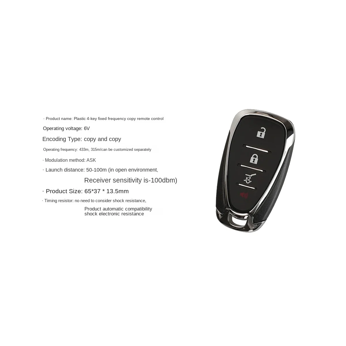 4 Channel Cloning RF Remote Control Copy Duplicator Key Distance Learning Electric Garage Door Controller 433 MHz