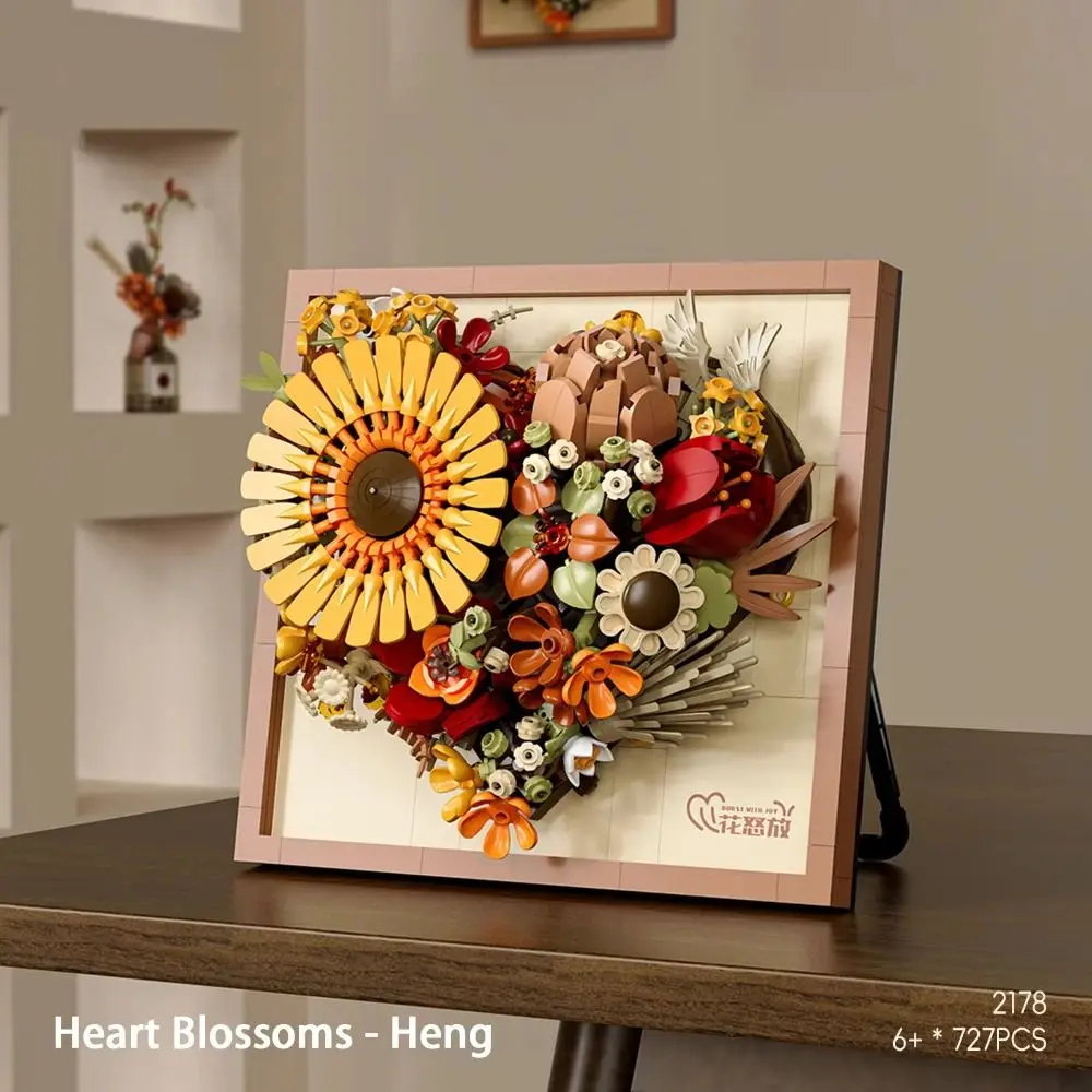 2025 DIY flores bloques de construcción decoración del hogar regalos de boda marco de imagen 3D decoración de escritorio creativa