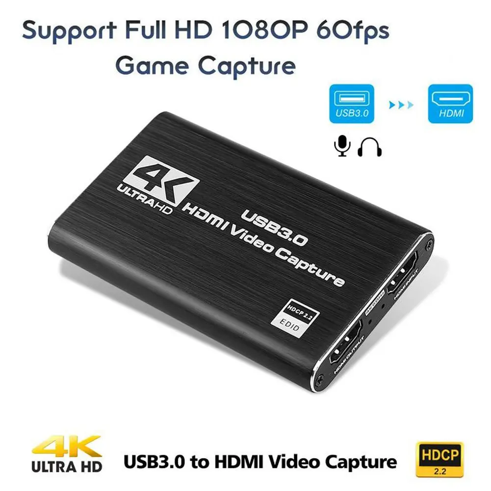 USB3.0 Game Capture Device 4K 60HZ HDMI-compatible HDMI-compatible Recorder HD Game Recording Card for PS4 Game Use