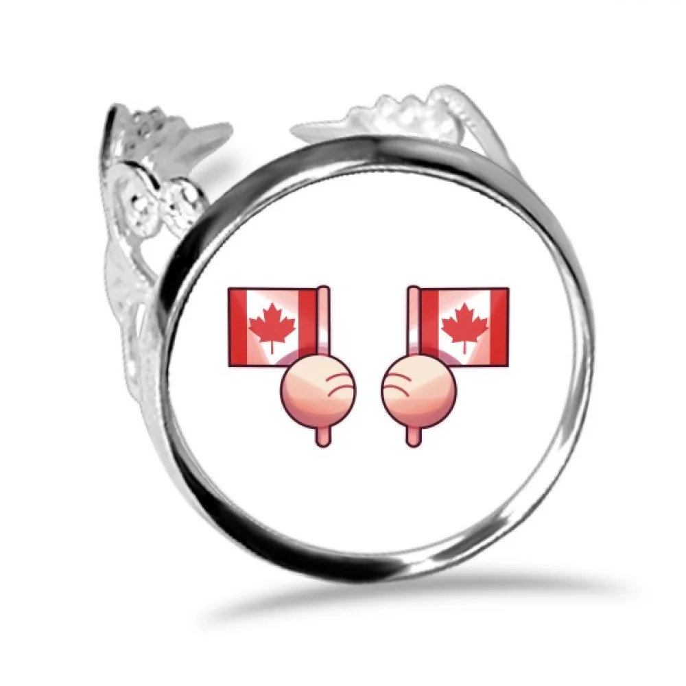 Canada Flag North America Finger Ring Circlet Adjustable Jewelry Hand Ornament