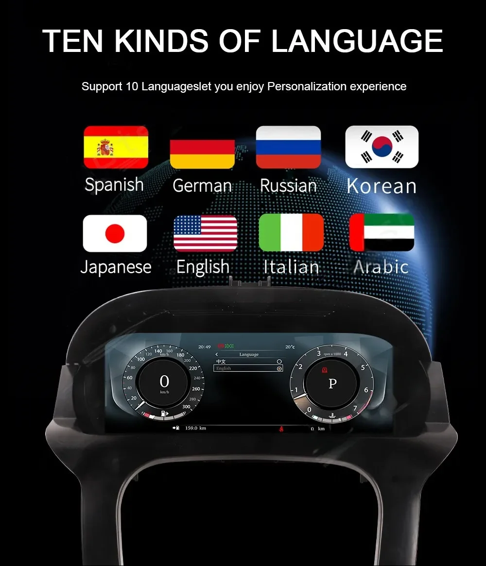 جديد 12.3 بوصة LCD أداة رقمية العنقودية لاند روفر إيفوك 2014-2019 IOS Carplay لوحة القيادة عرض عداد سرعة السيارة