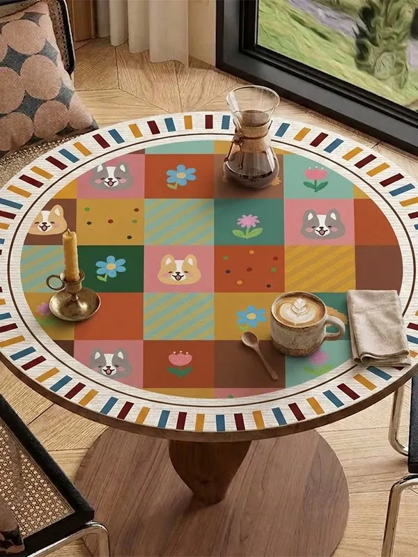 American dopamine round table cloth waterproof and oil-proof leave-in round table mat round premium dining table