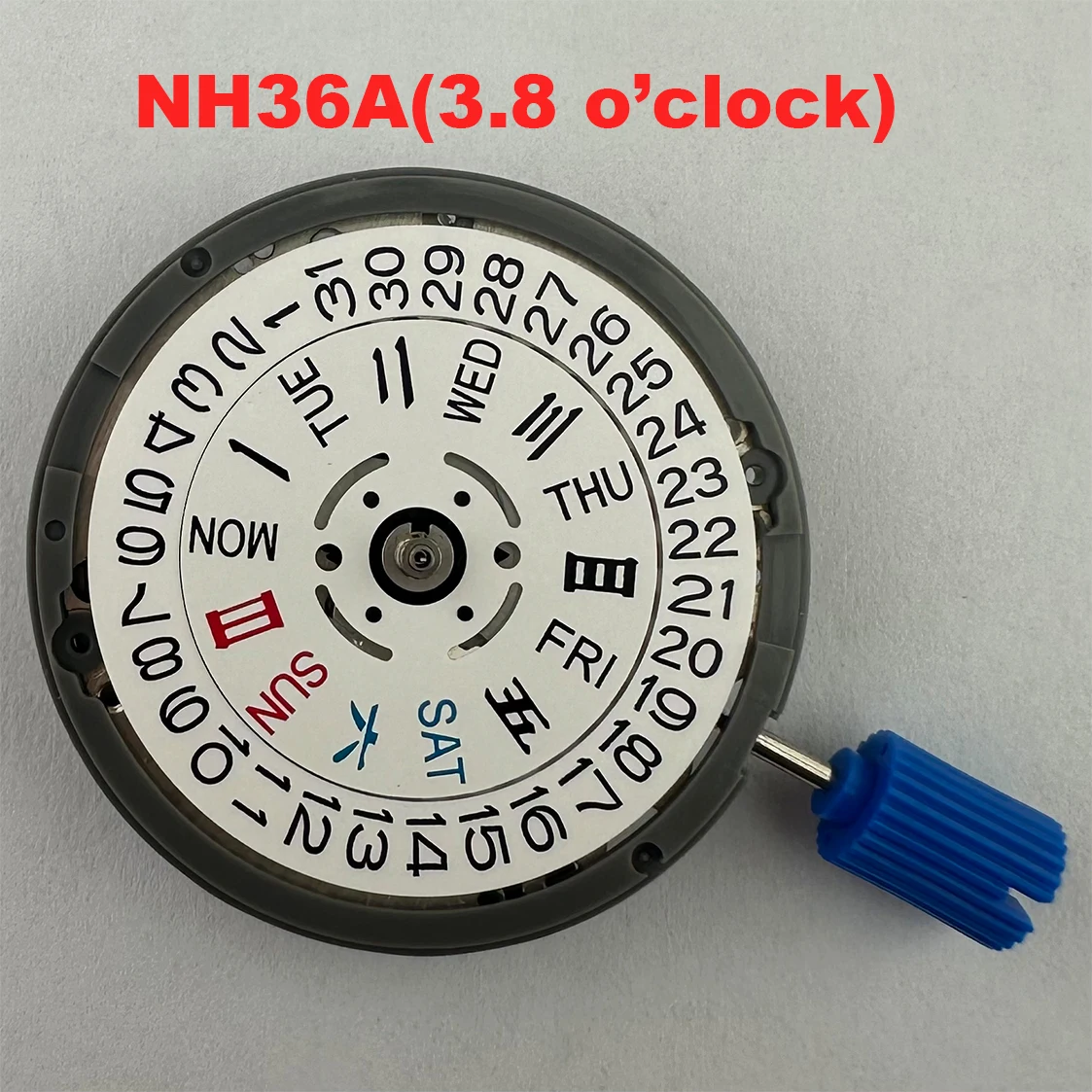 NH36A Mechanical Movement High Precision White Chinese/English Calendar 3.8 Points Crown Automatic Watch Movement Replacement