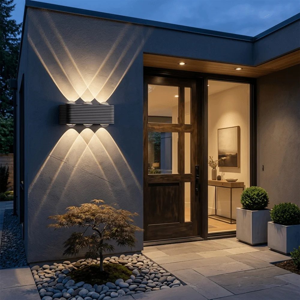 Waterproof LED Wall Sconce Warm Light Minimalist Design Up and Down Light Easy to Mount Stable Structure Double Head Wall Sconce