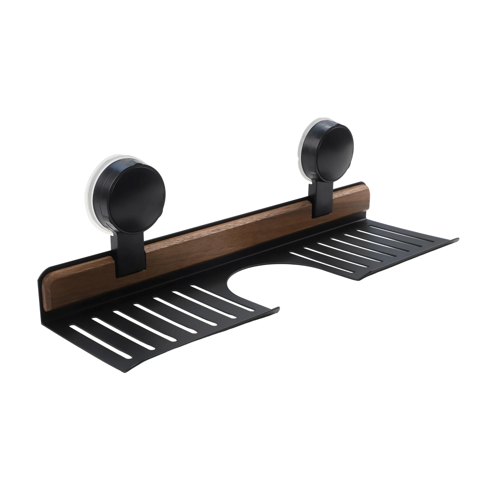 Bathroom Organizer Suction Cup Rack Space Saving Solution Elegant Wood Grain Powerful Vacuum Suction For Bathroom