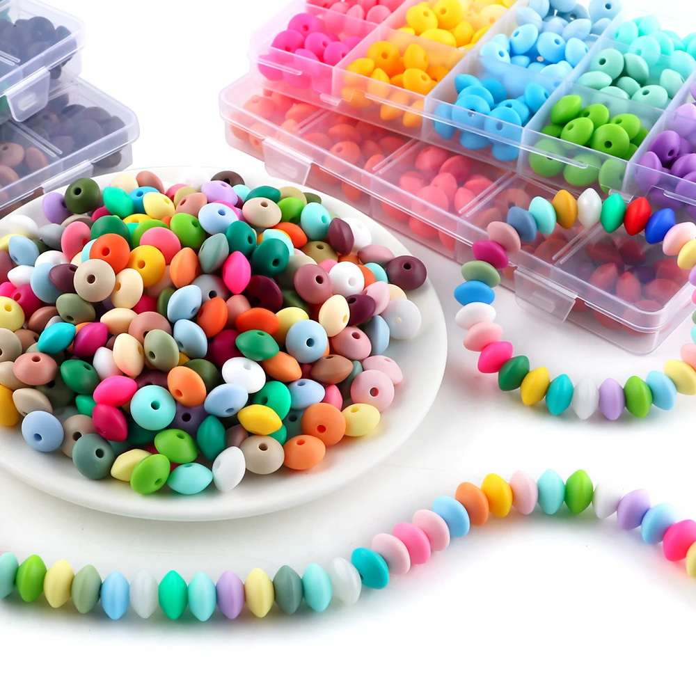 20/30/50/100pcs 12mm Silicone Lentil Spacer Beads For DIY Jewelry Keychain Necklace Bracelet Backpack Pendant Etc Accessories
