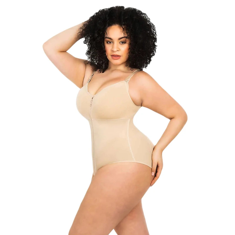 Hiphugger Body Shaper with Bra | Butt Lifter Tummy Control Fit Everyday Front Zip Sculpting Shapewear Panty