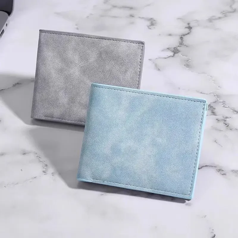 Ultra-light and Thin Men's Simple Card Holder Wallet Matte Soft Leather Short Multi-card Position Folding Business Card Purse