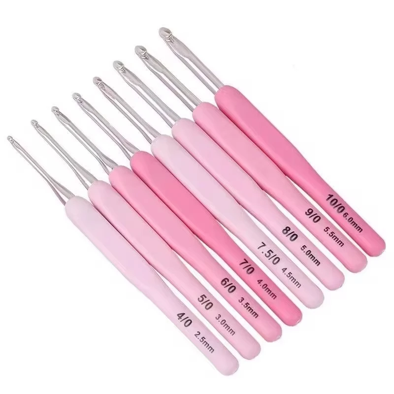 9pcs Crochet Hook Kit 2.5-6cm Ergonomic Soft Handle Aluminum Hooks Set with 8 Sizes for DIY Crafts Knitting Crocheting Supplies
