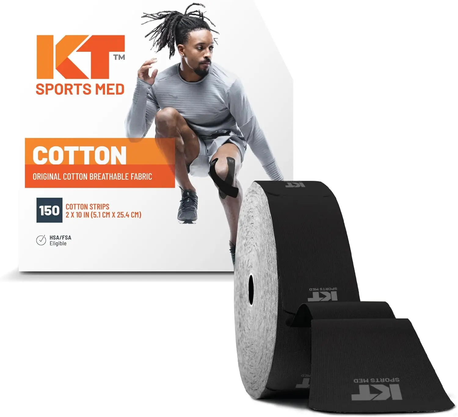 

Elastic Kinesiology Athletic Tape, 150 Precut 10" Strips, Cotton