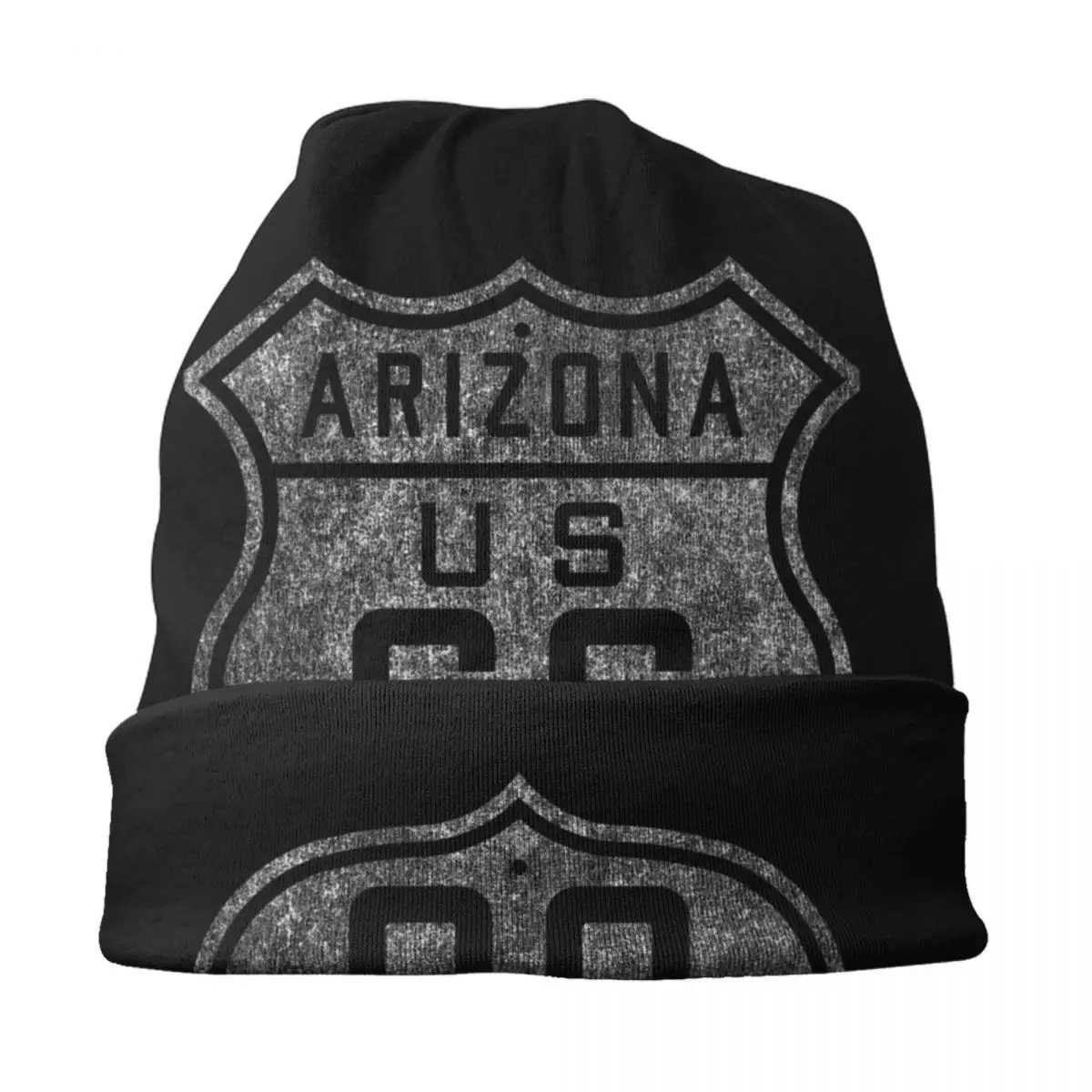 Vintage Route 66 Zeichen Schädel Mützen Mützen Unisex Winter warme Strick mütze Mode Erwachsenen Amerika Autobahn Motorhaube Hüte Ski mütze