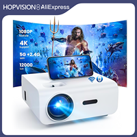 HOPVISION Projector, Mini Projector WiFi Bluetooth Full HD 1080P, Projector 4K Home Cinema Supported with Zoom Function