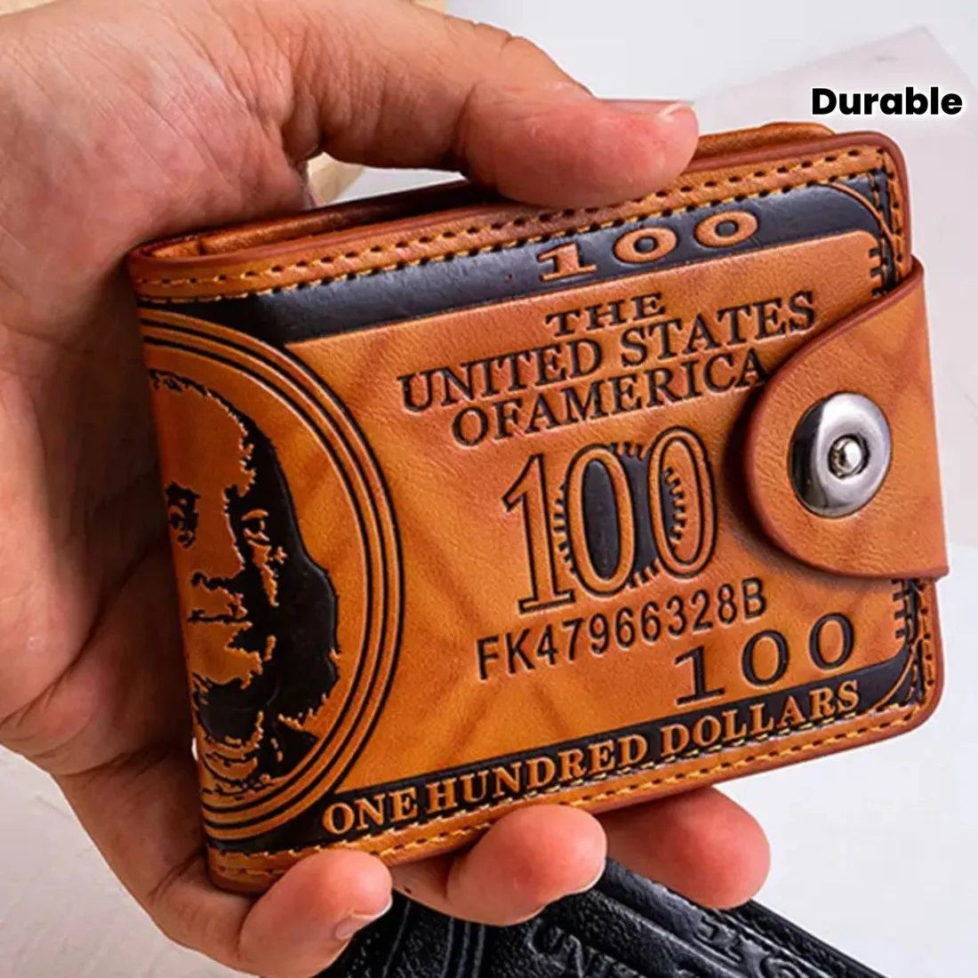 

Vintage Bill Wallet – Slim Snap Coin Purse with Benjamin Portrait, Multi-Card Slots, Black/Brown