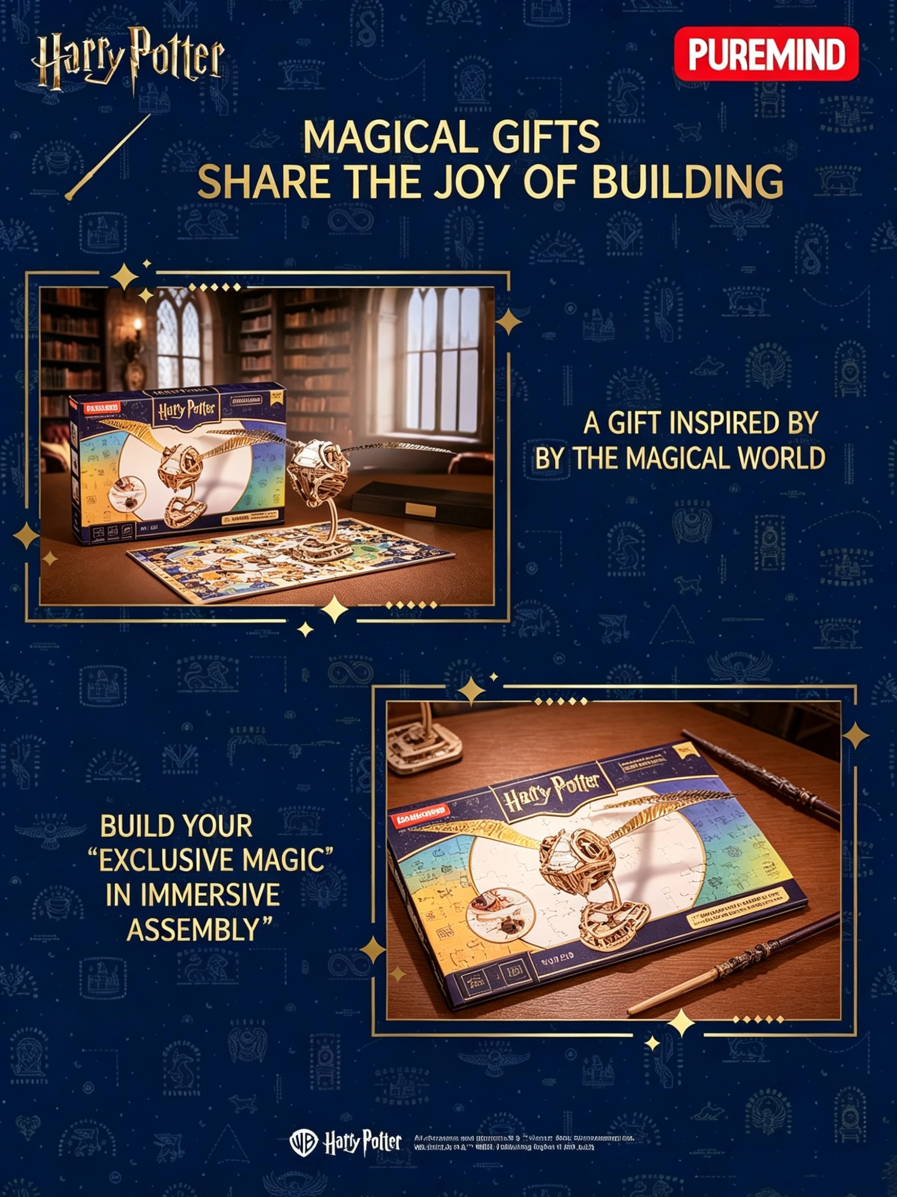 PUREMIND Harry Potter Series Peripheral Gold Snitch Assembled Model Building Blocks Desktop Decoration Collection Toys Gifts view 6