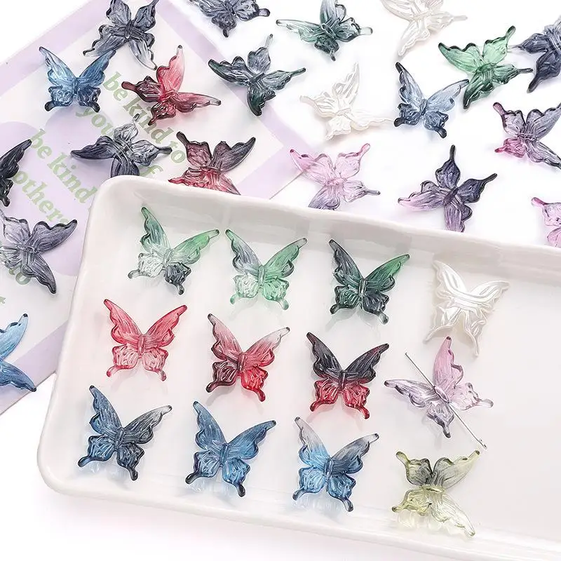 20 Stücke Klar AB Bunte Acryl Schmetterling Perlen Lose Spacer Perlen Für Handwerk DIY Halskette Armband Schmuck Machen Zubehör