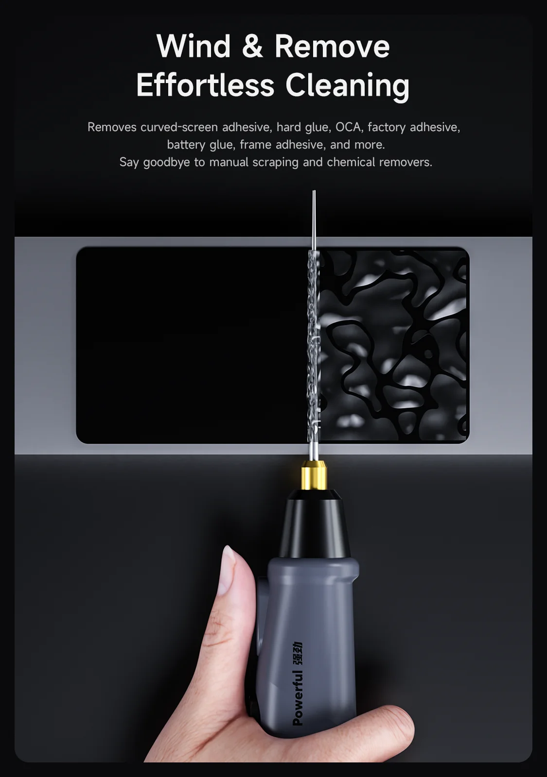 Mechanic High-torque OCA Glue Removing Pen with Type C Charging Interface Aluminum Alloy Head Precision Control Glue Remover