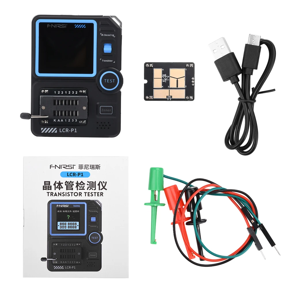 FNIRSI LCR-P1 high-precision 1.44inch LCD Display Screen Multi-meter Transistor Tester Triode Capacitor Resistor Test Meter MOS
