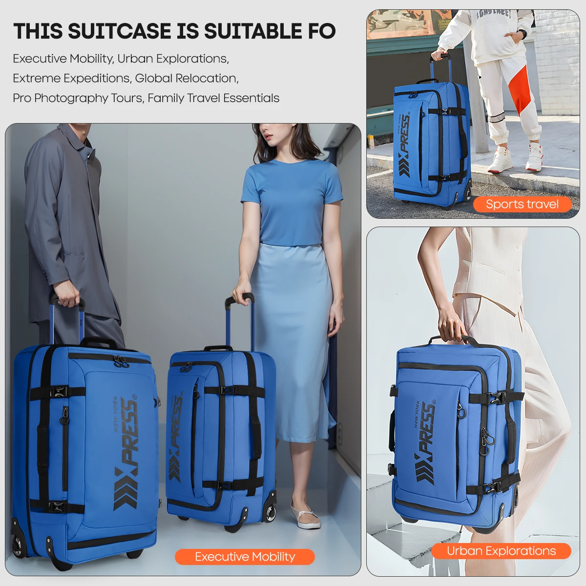 20''/26''/30'' Luggage Travel Suitcase Rolling Duffle Bag with Wheels Waterproof Travel Duffel Carry On Luggage Different Sizes