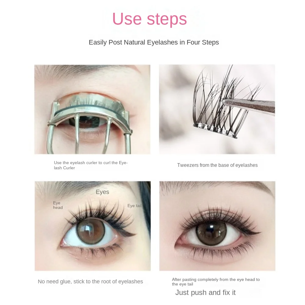 ขนตาปลอมแบบไม่ต้องใช้กาว รูปทรงไขว้ ดีไซน์สร้างสรรค์ รูปทรงปีกเฉียง ติดทนนาน