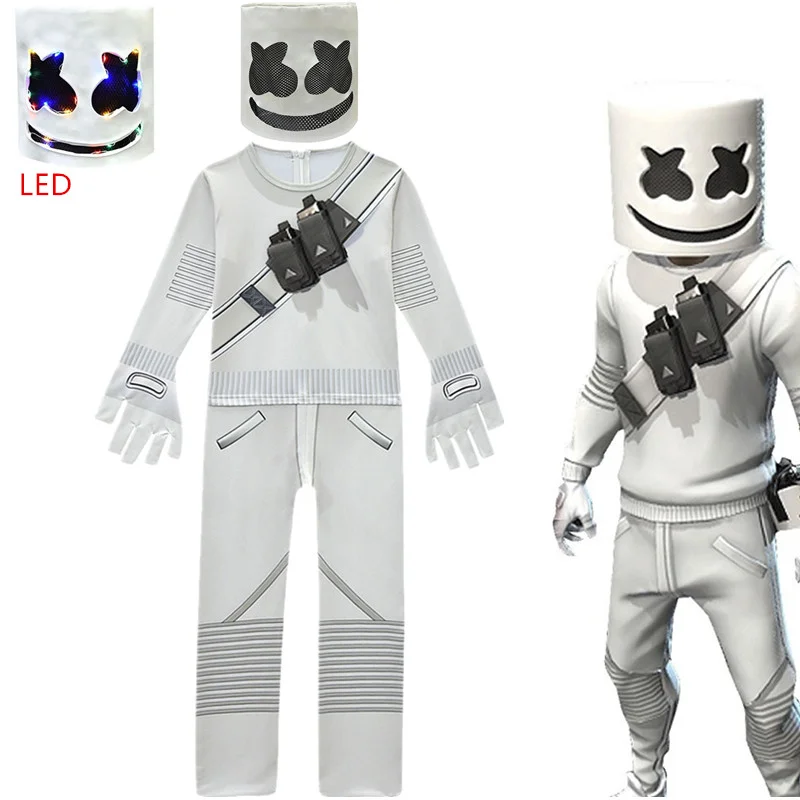 Halloween LED m-marshmello DJ Cosplay disfraz para niños monos interesantes máscara conjunto de tocados niños música regalo de fiesta de Navidad