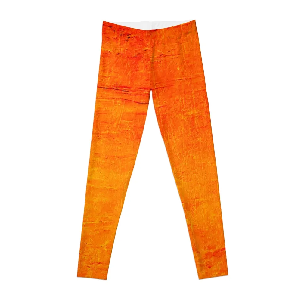 Orange Sunset Textured Acrylic Abstract Leggings gym wear Legging sport Womens Leggings