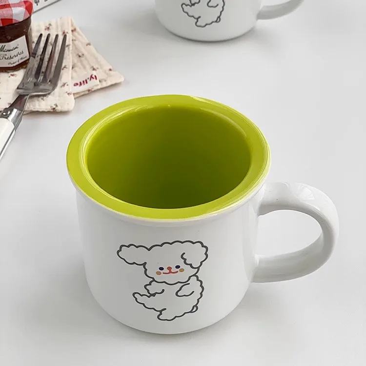 Korean ins style color cute little dog ceramic household mug