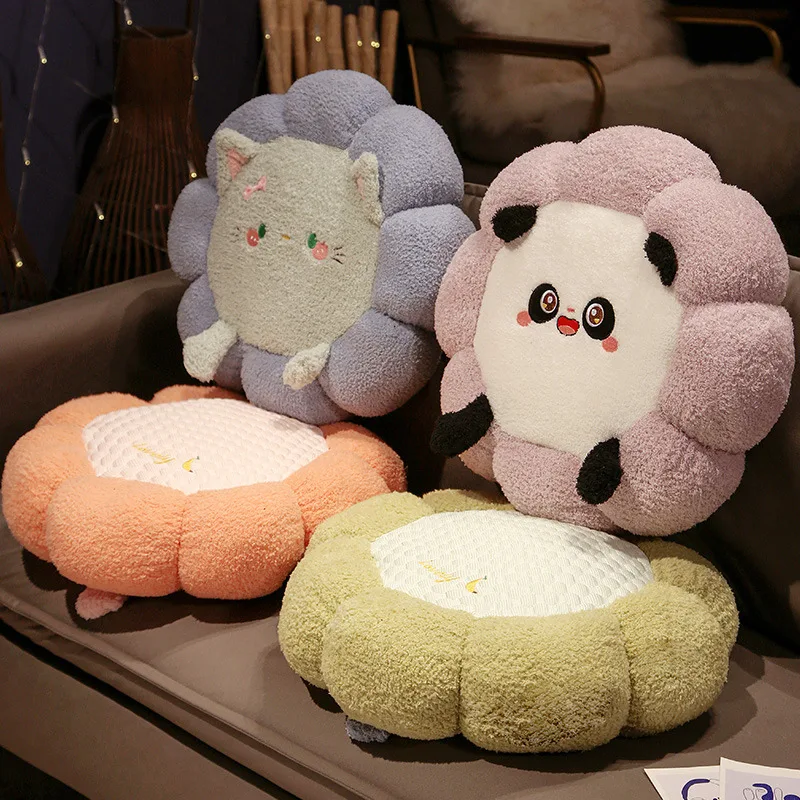 

Velvet Ice Bean Cushion Plush Toy Two Sides Can Sit Sweet Heart Panda Cat Bears Animal Plushies Cushions Sofa Chair Home Decor