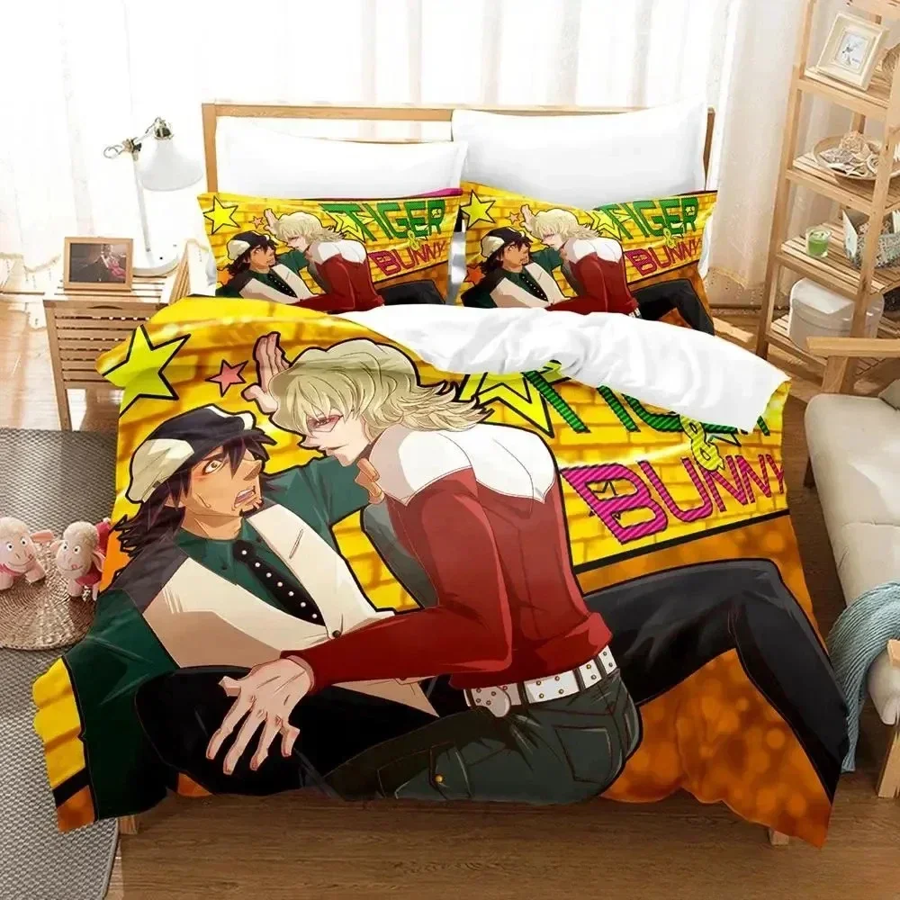 

3D Print Tiger & Bunny Bedding Set Printed Bed Set With Pillowcase Duvet Cover Soft Queen King Size Bedclothes Home bed sheets