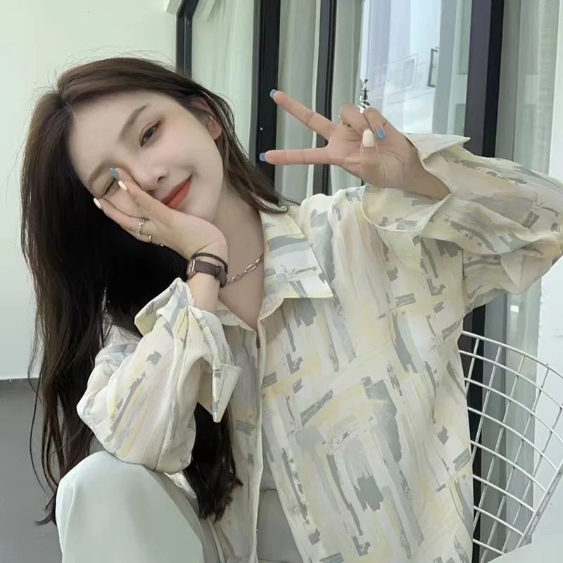 

Long Sleeve Shirts Womens Chiffon Button Down Blouses Slim Fit Subcultural Emo Harajuku Trendy Punk Rock Aesthetic Y2K Autumn