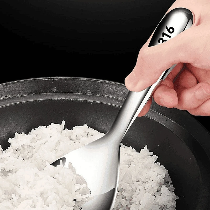 Y 304 Stainless Steel Rice Spoon Household Rice Shovel Canteen Long Handle Dining Spoon Large Spoon Rice Is Not Sticky