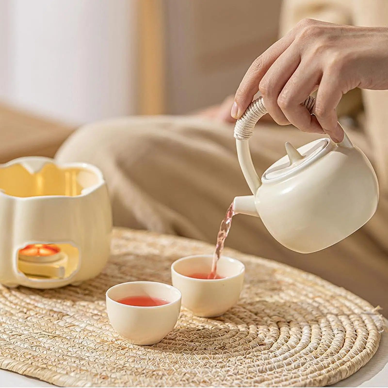 Loose Tea Pot Boiling Water Pot Teapot with Warmer for Camping Kitchen Hotel