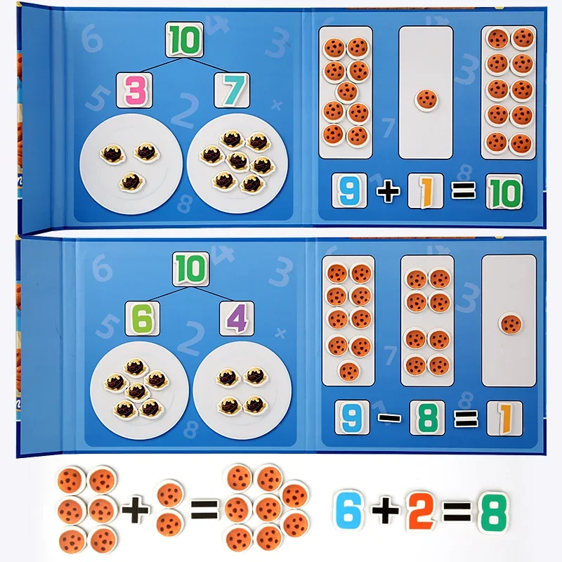 Montessori Toys Magnetic Book Math Addition Subtraction Decomposition Ten-frame Array Children Learning Early Educational Toys