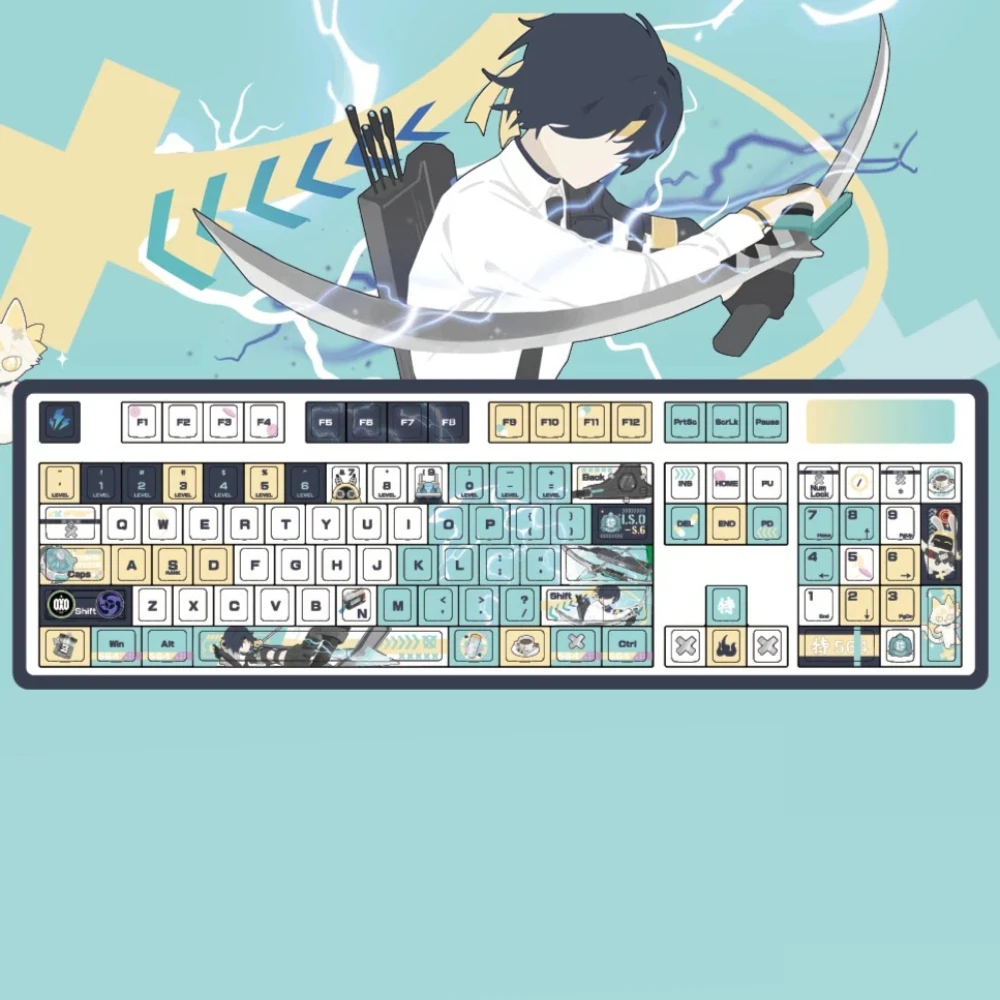 MAIMOOO Asaba Harumasa Keycap Cherry Profile Cartoon Anime Game Zenless Zone Zero PBT Custom Keycaps for DIY Mechanical Keyboard