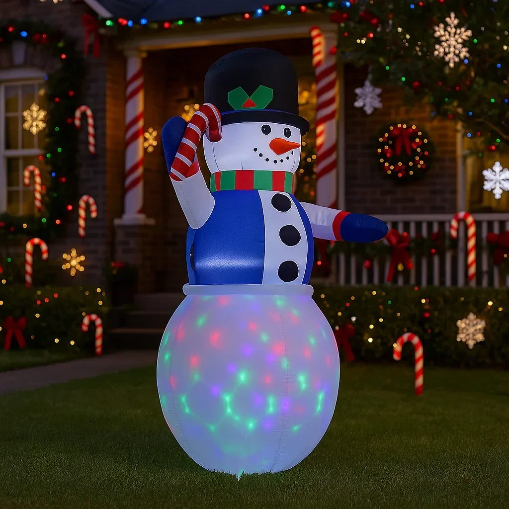 1.8M6FT زينة عيد الميلاد لعبة قابلة للنفخ ثلج قصب الحلوى ساحة المنزل الحلي مع مصباح ليد عيد الميلاد لعبة ديكور خارجي #4