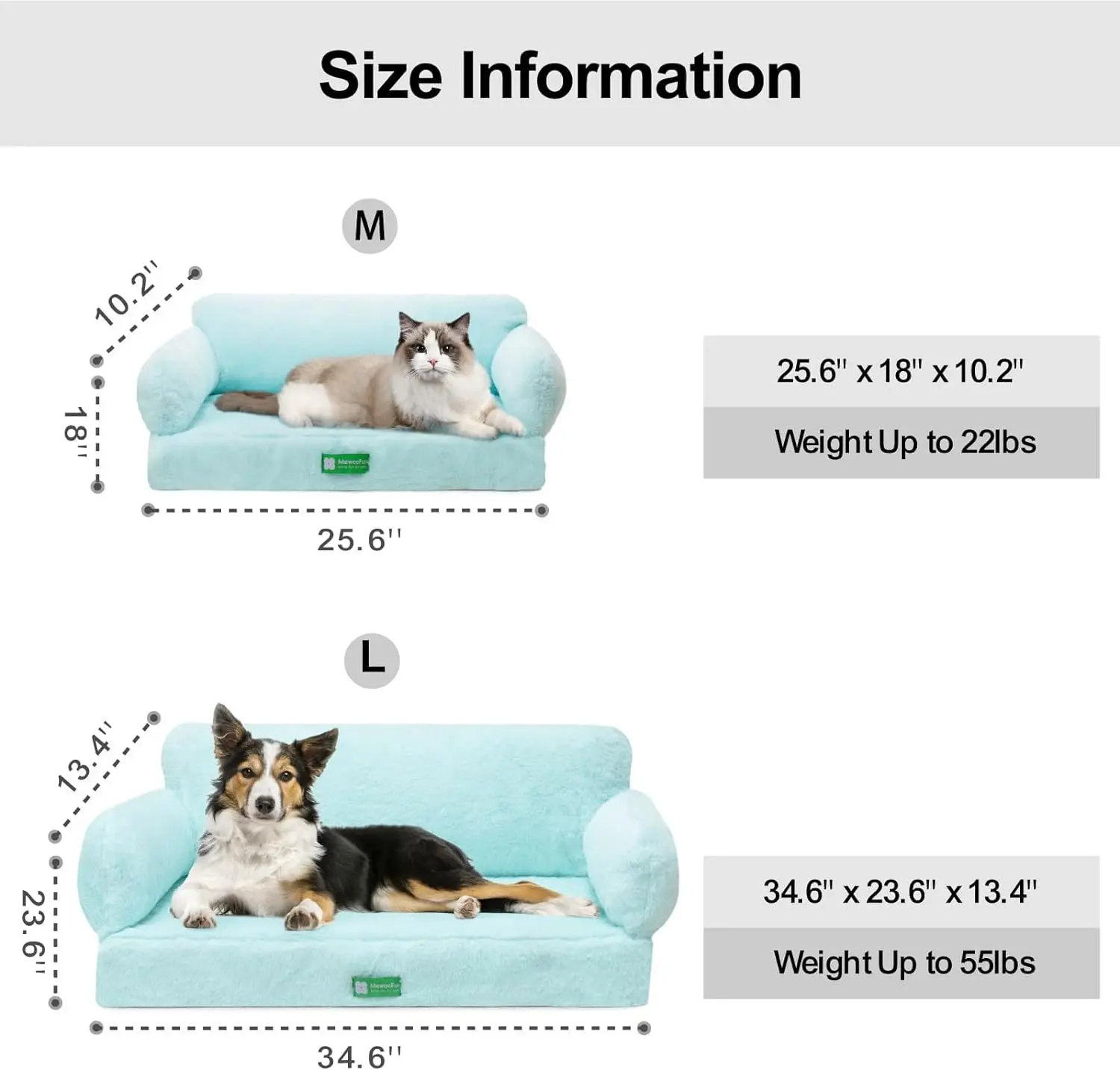 Mewoofun Cat Bed Small Dog Bed Cat Sofa Dog Couch Orthopedic Dog Bed Egg- Foam Pet Bed with Removable Washable Cover