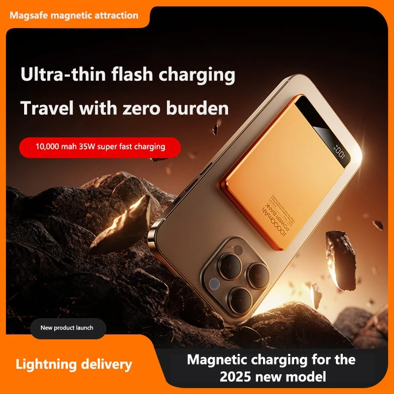 بنك طاقة VIVO 10000 مللي أمبير في الساعة فائق النحافة لـ MagSafe، بطارية محمولة لاسلكية مغناطيسية 20 وات شحن سريع CCC لهاتف iPhone iWatch