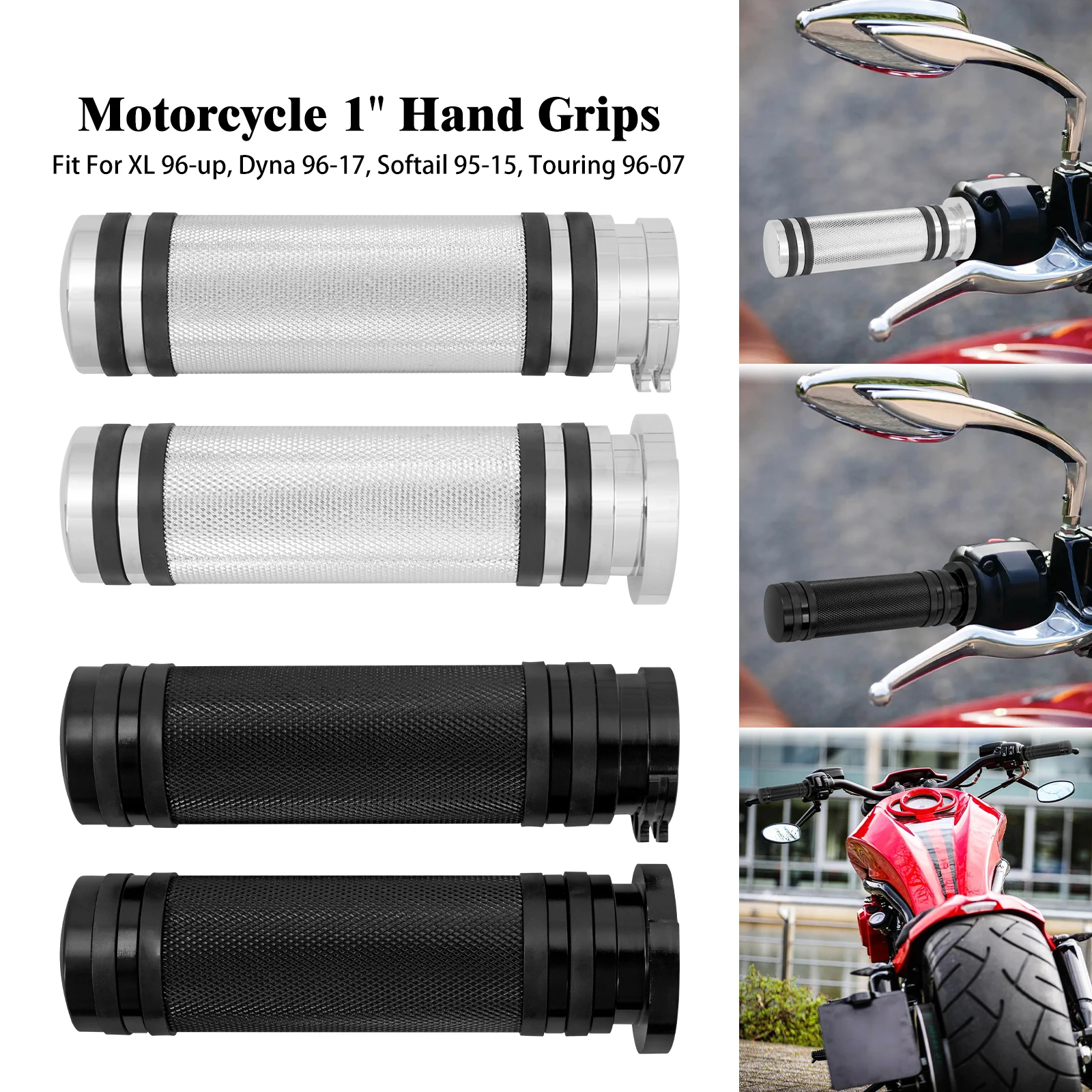 

Universal Motorcycle 1"25mm Hand Grips Handle Bar For Harley Touring Street Glide Sportster 883 1200 XL Dyna VRSC Softail Custom