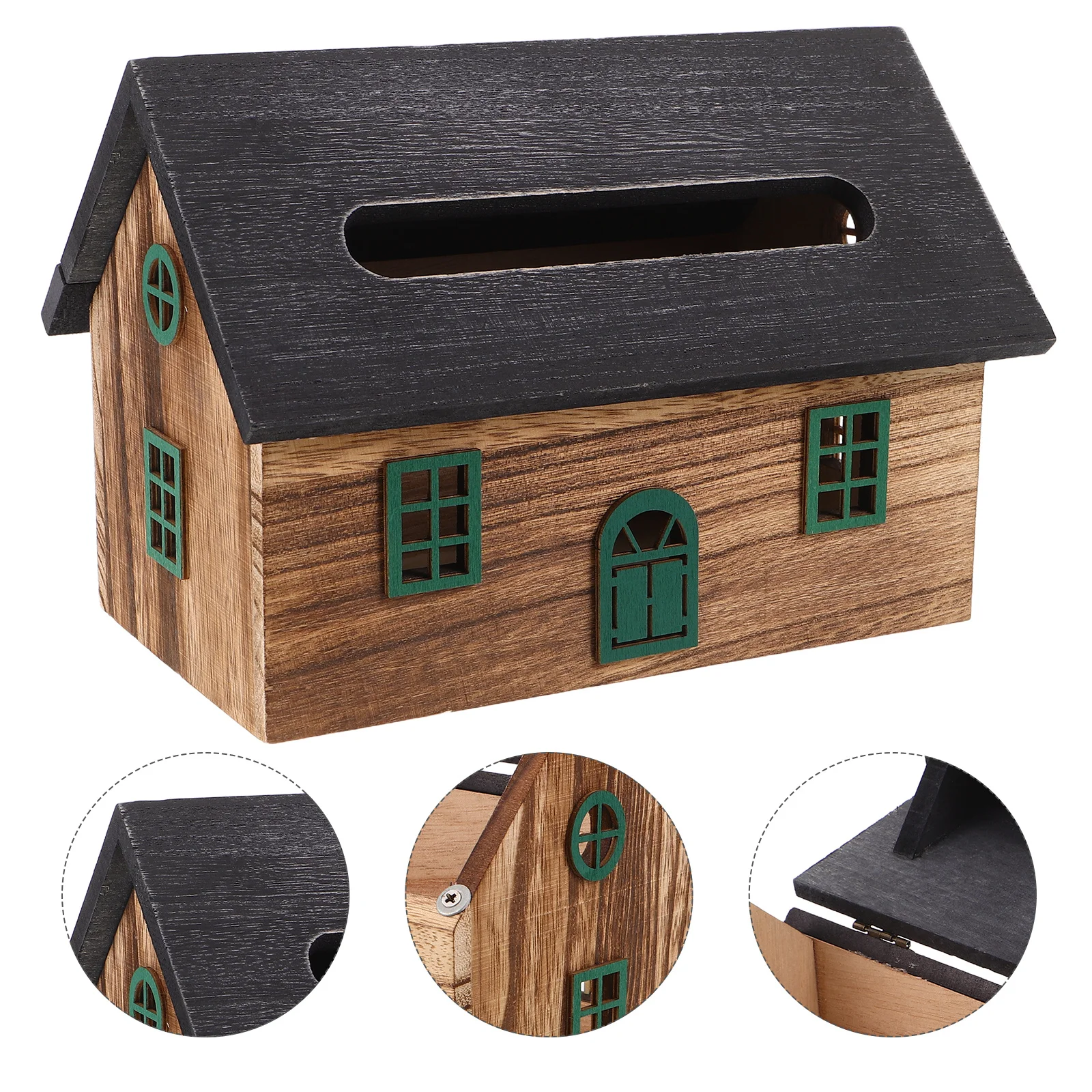 

1pcs Solid Wood Tissue Box Shaped Napkin Holder For Bathroom Living Room Dining Table Farmhouse Decor Wooden Tissue