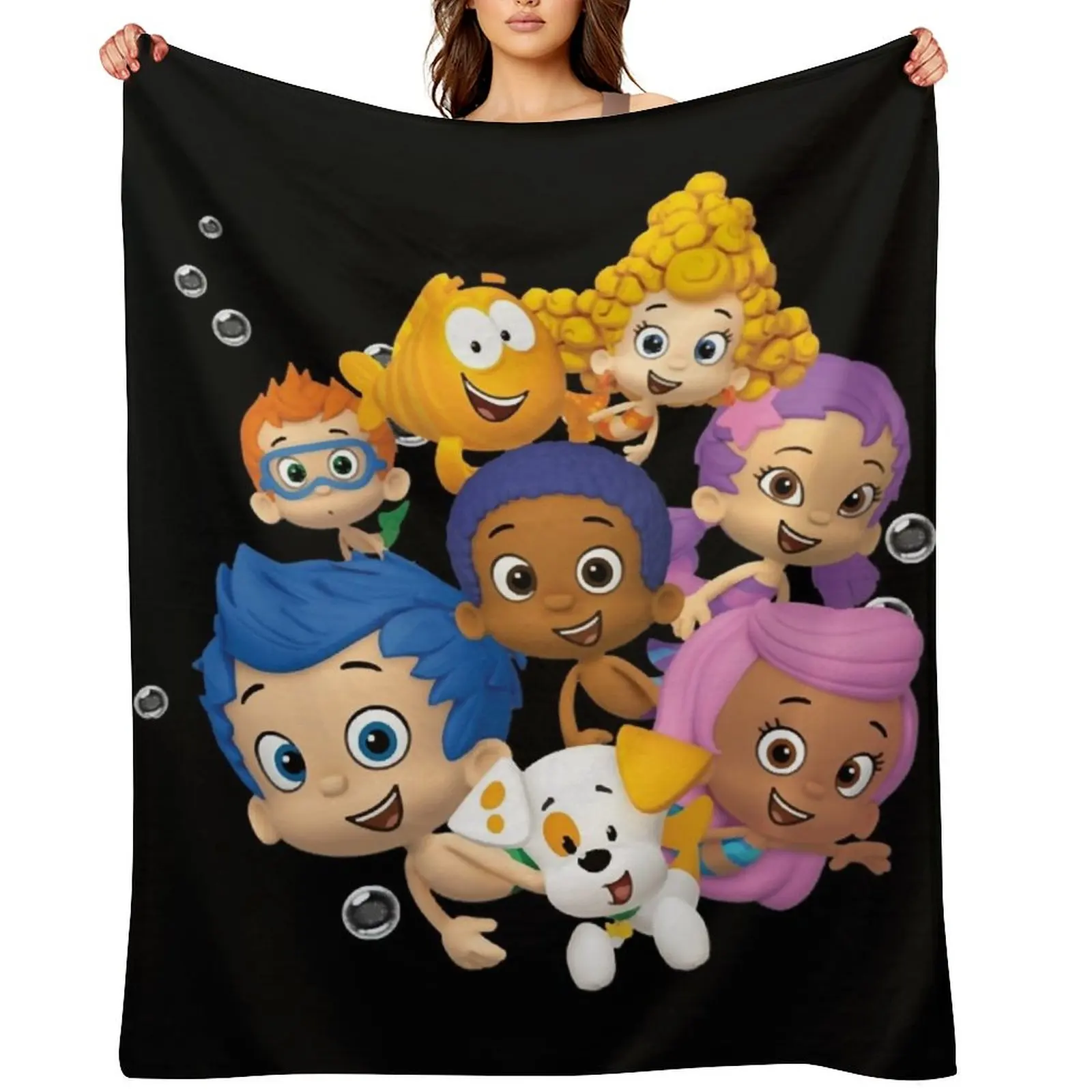 

Gifts Idea For Bubble Guppies Sticker Christmas Throw Blanket cosplay anime Shaggy Soft Plaid decorative Blankets