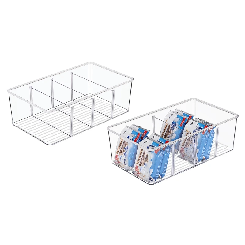 

2x Kitchen Finishing Desktop Storage Box Holds Fruit, Jars, Packets, Snacks Cabinet, Refrigerator or Freezer Bin