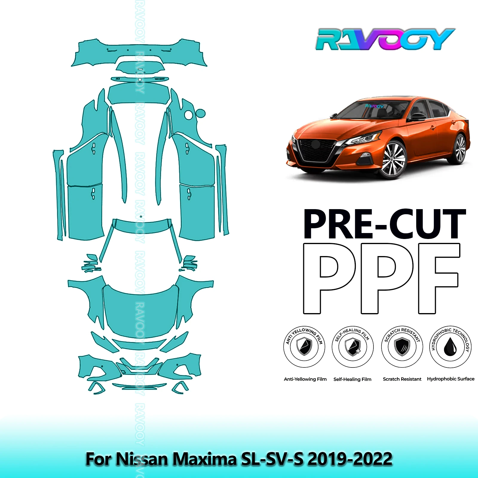 

8.5Mil Precut PPF Paint Protection Film Full Vehicle Clear Bra For Nissan Maxima SL-SV-S 2019-2022