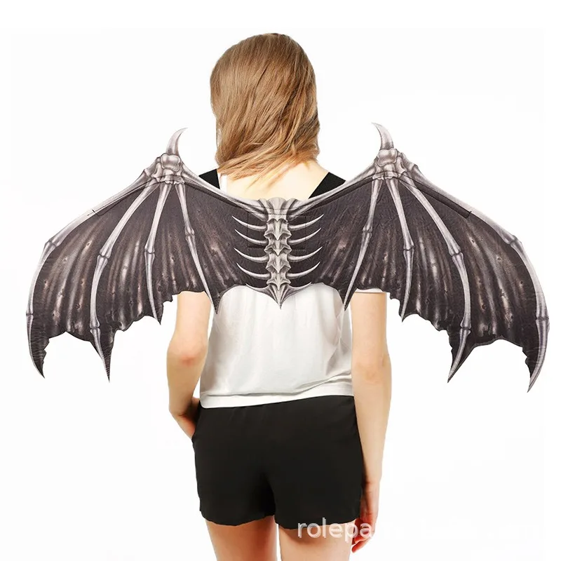 Creative Foldable Black and White Non woven Devil Bone Wings Halloween Carnival Ball Prop Performance Costume