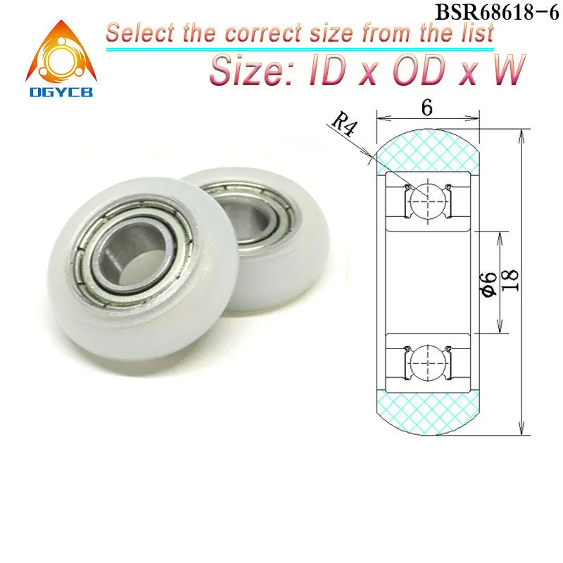 4pcs 5x18x6 POM Coated Roller BSR69518-6 OD 18mm Plastic Bearing 5*18*6 Shower Door Roller Runner Wheel