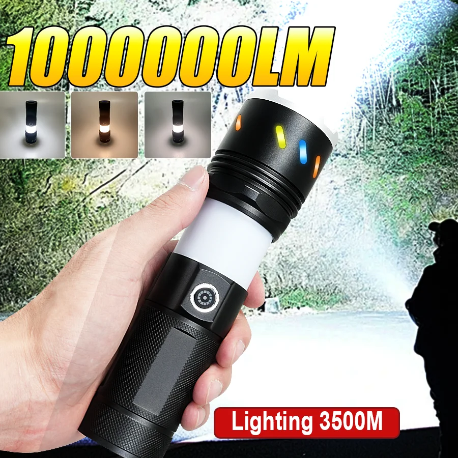 

500 Вт + COB сверхвысокий фонарик USB аккумуляторная лампа 5000 мАч мощные фонарики открытый кемпинг рыбалка тактический фонарь