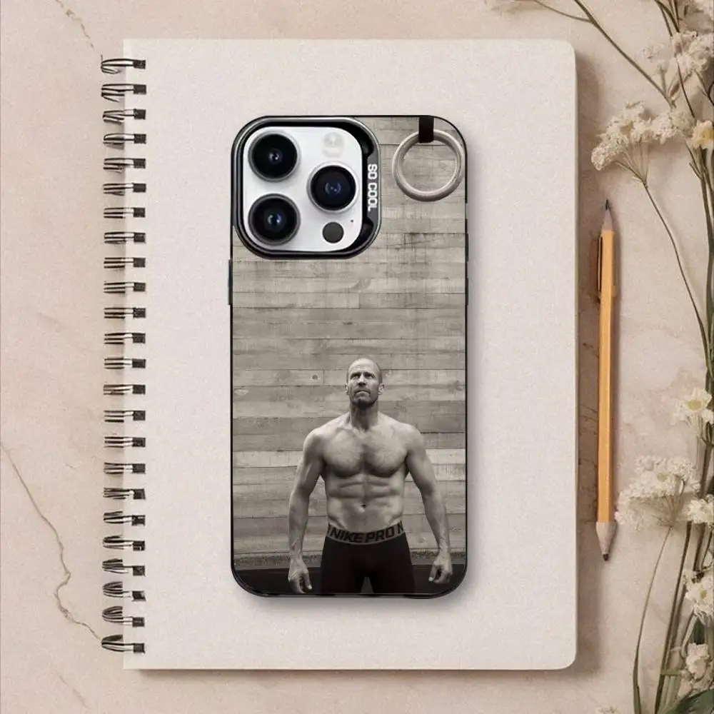 Jason Statham telefoonhoesje voor iPhone17,16,15,14,13,12,Pro Max zwart kleurrijk telefoonhoesje