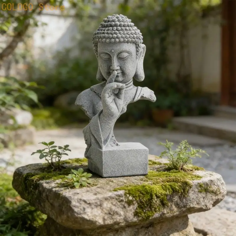Resin Buddhas Statue Home Garden Meditations Sculpture Figurine Fengshui Decors for Desktop Spiritual Meditating Gift D0LD