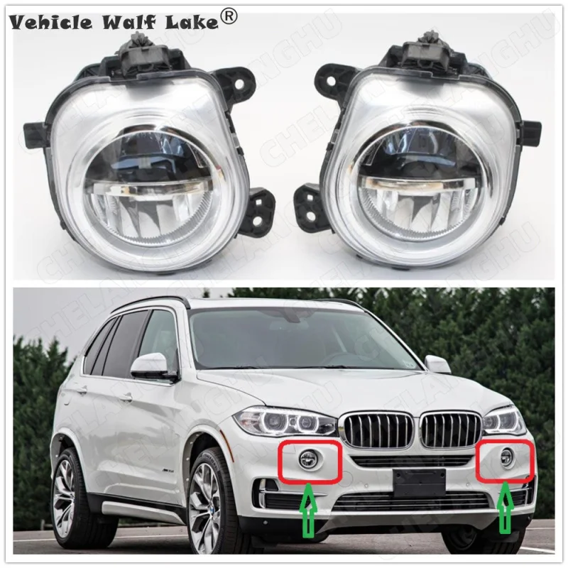 

2Pcs LED DRL Fog Light For BMW X5 F15 2012 2013 2014 2015 2016 Front LED DRL Fog Light Fog Lamp Assembly Free Error